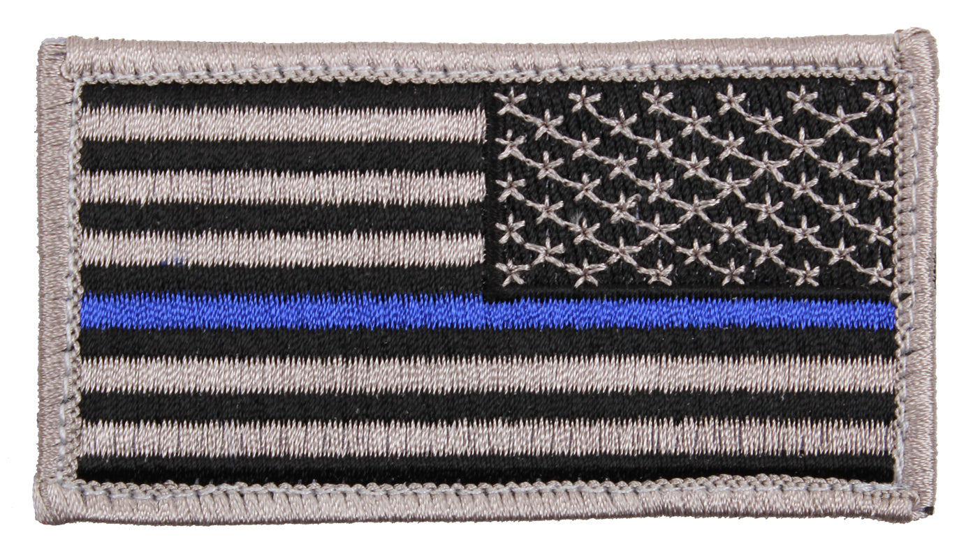 Rothco Thin Blue Line US Flag Patch With Hook Back