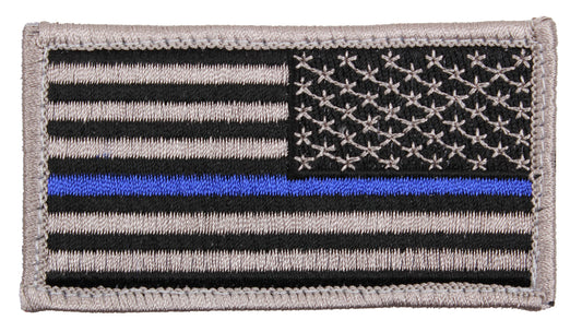 Rothco Thin Blue Line US Flag Patch With Hook Back