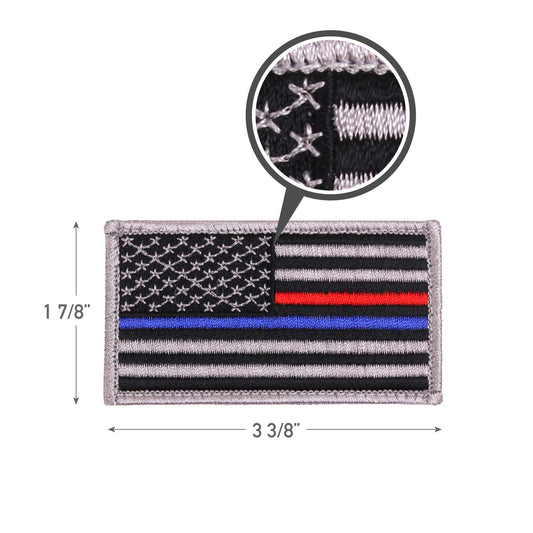 Rothco Thin Blue Line Thin Red Line US Flag Patch With Hook Loop