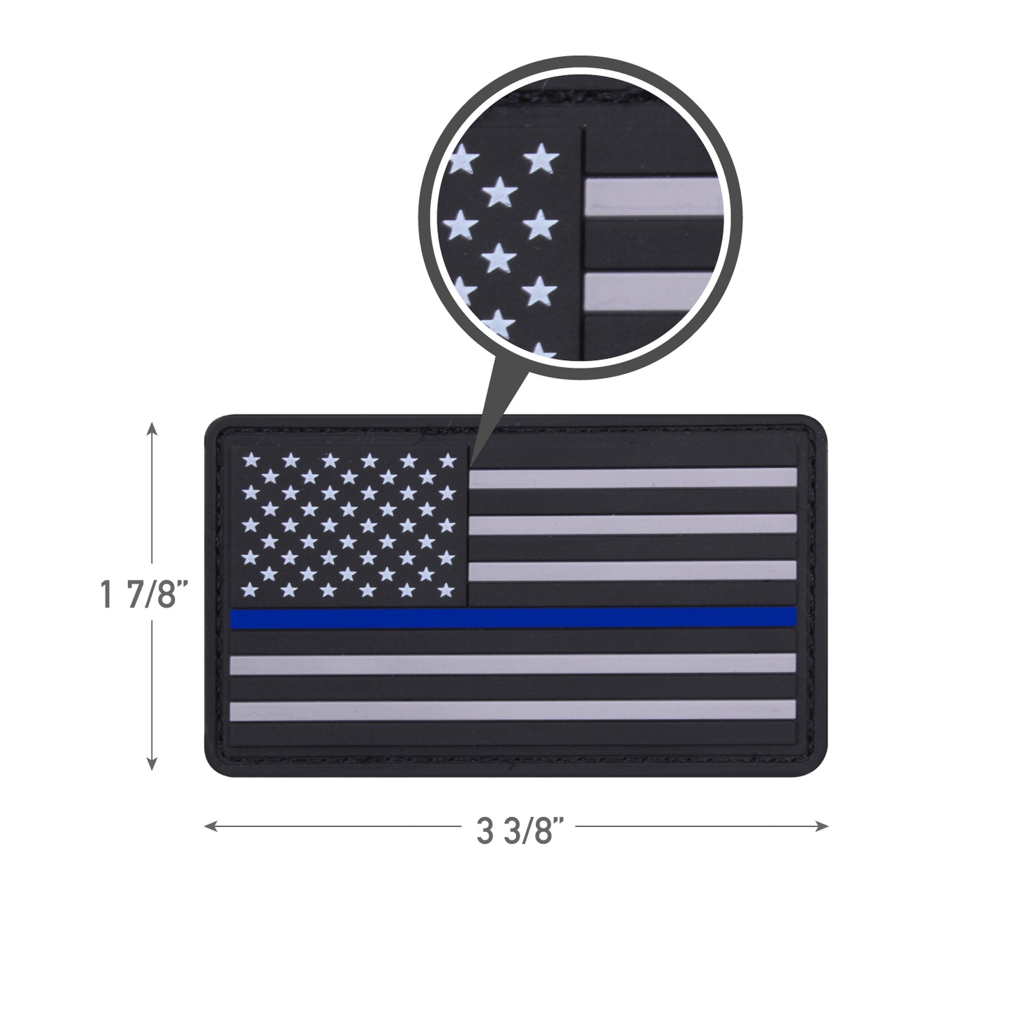 Rothco PVC Thin Blue Line US Flag Patch With Hook Back