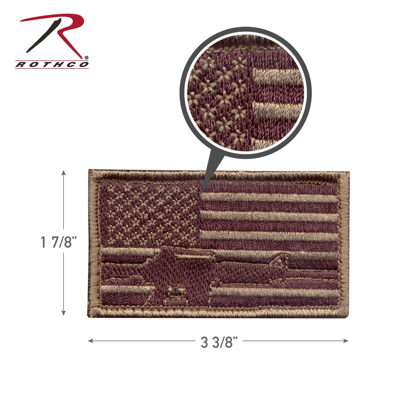 Rothco Subdued Flag & Rifle Morale Patch With Hook Loop