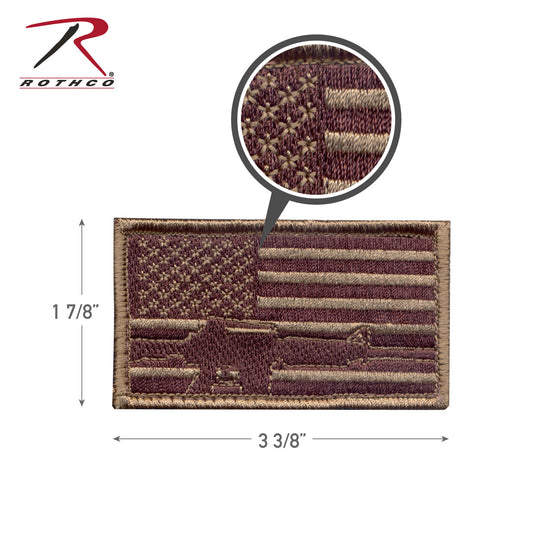 Rothco Subdued Flag & Rifle Morale Patch With Hook Loop