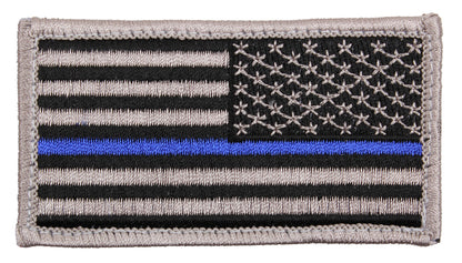 Rothco Thin Blue Line US Flag Patch With Hook Back