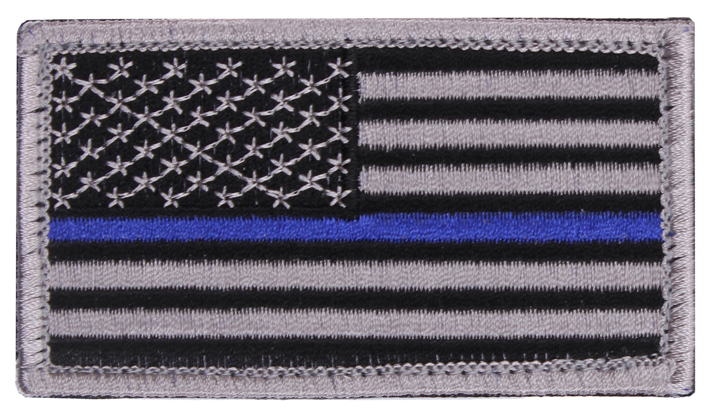 Rothco Thin Blue Line US Flag Patch With Hook Back