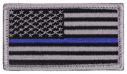 Rothco Thin Blue Line US Flag Patch With Hook Back