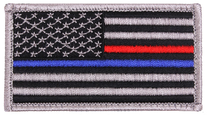Rothco Thin Blue Line Thin Red Line US Flag Patch With Hook Loop