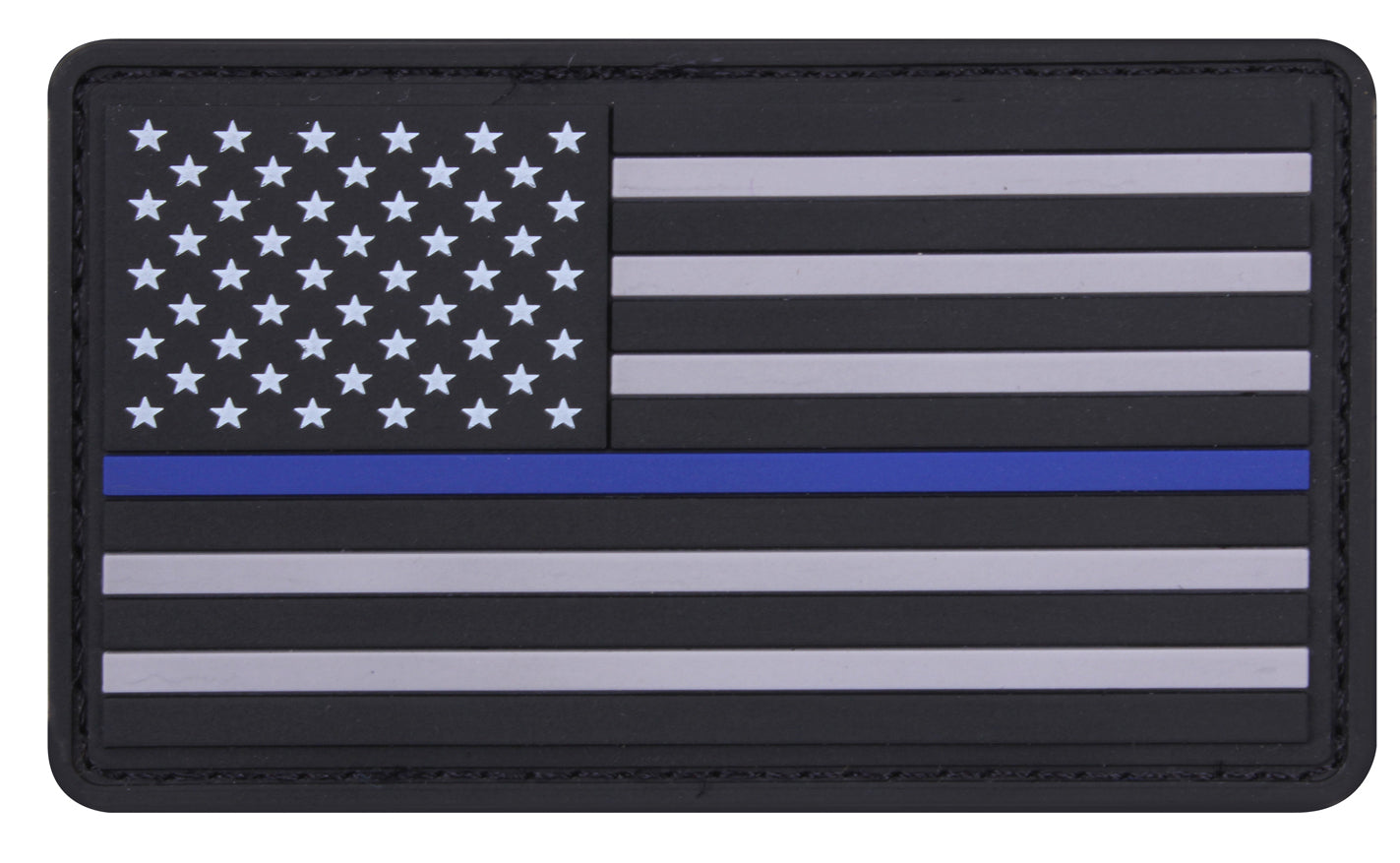 Rothco PVC Thin Blue Line US Flag Patch With Hook Back