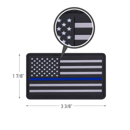 Rothco PVC Thin Blue Line US Flag Patch With Hook Back