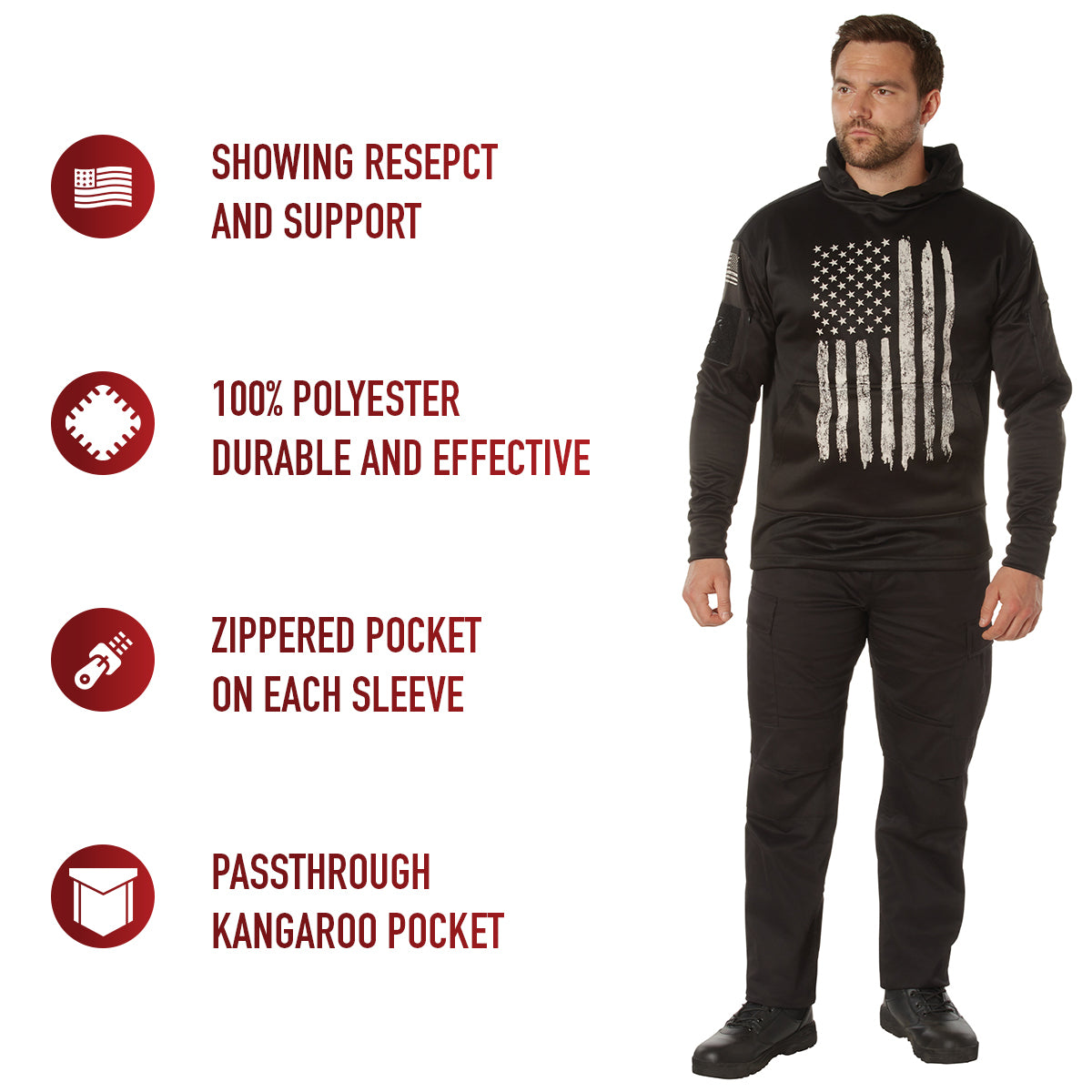 Rothco Carry Concealed US Flag Hoodie